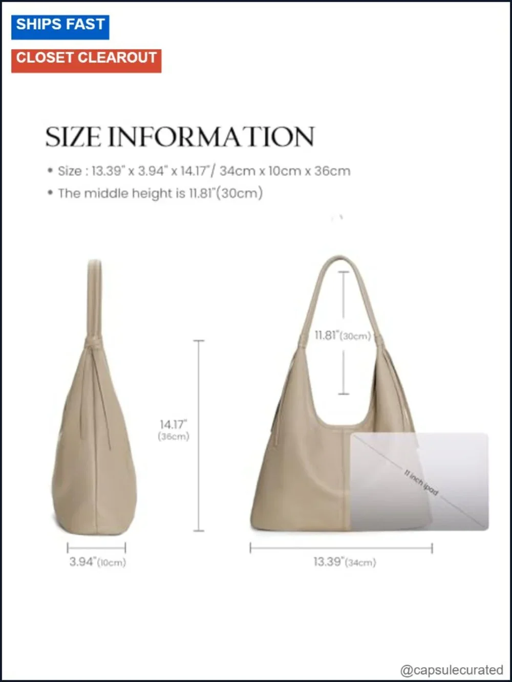 Genuine Leather Slouchy Hobo Handbag with Tassel, Magnetic Closure, Lightweight